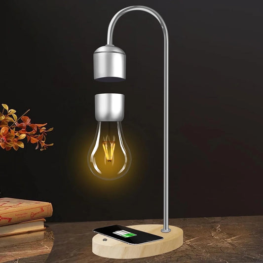 Modern Magnetic Levitating Lamp with Floating Light and Wireless Charger, Simplistic Innovative Warm Decorative Night Light, Cool Floating Lamps for Office and Home Decor