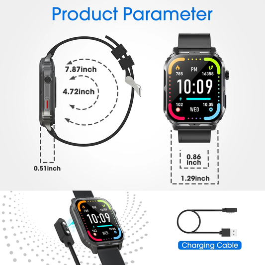 H5 Smart Watch | IP68 Waterproof, Bluetooth Calls, 100+ Sport Modes, 2.0” HD Touch Screen (iOS & Android)