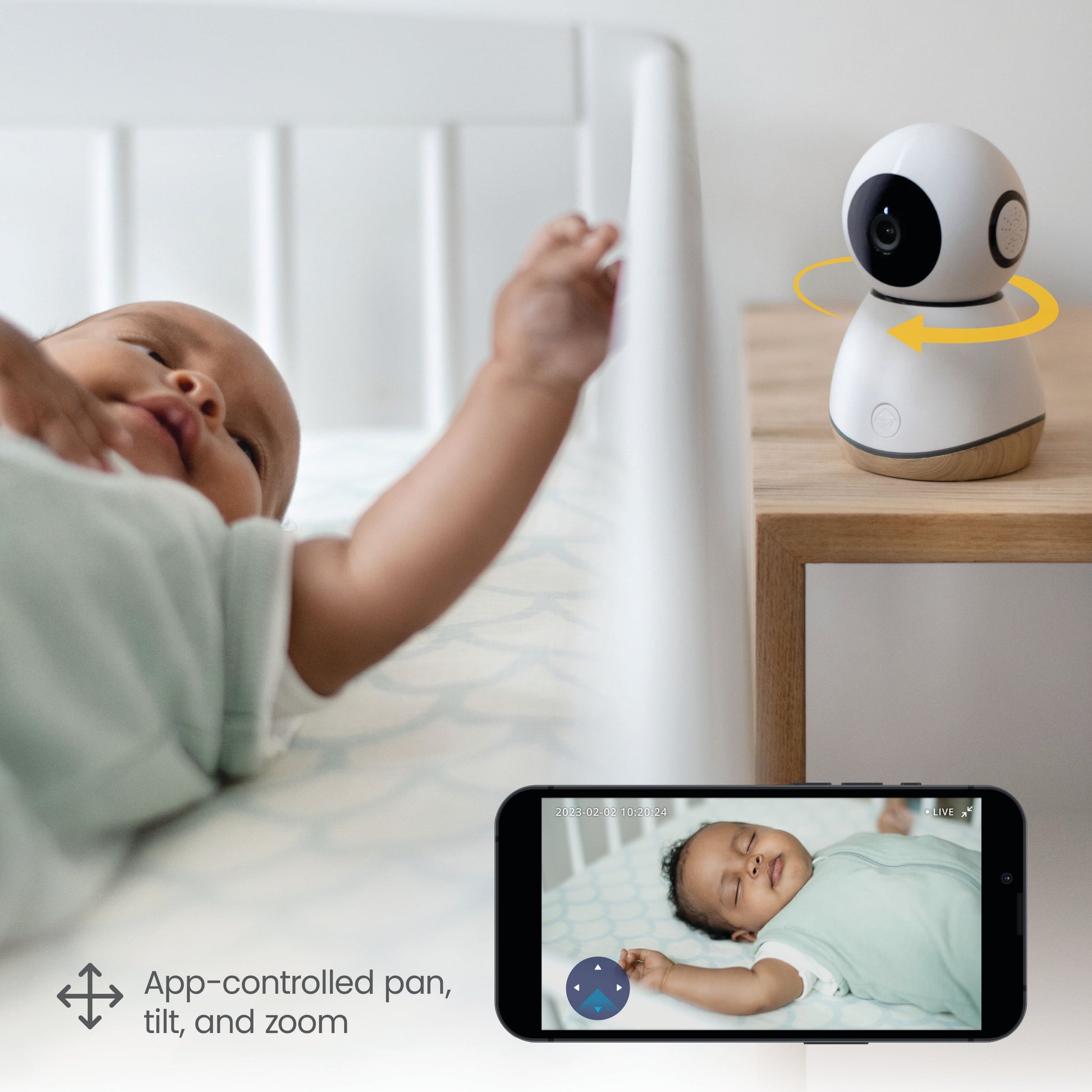 360° Smart Baby Monitor, Natural with White