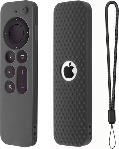 Silicone Cover Compatible with Apple TV Siri Remote 3Rd 2023 Shockproof Protective Case for Apple TV 4K 2Nd 2021 Remote Sleeve with Lanyard(Black)