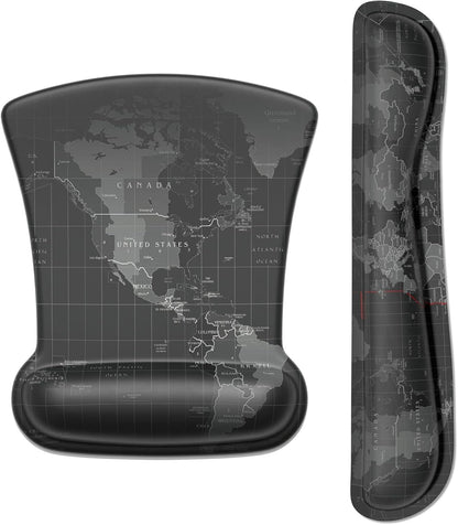 Mouse Pad Wrist Support Keyboard Wrist Rest Pad Ergonomic Mousepad Non-Slip Memory Foam Keyboard Pad Easy Typing Pain Relief Perfect for PC Laptop Gaming Office, Black Gold Marble