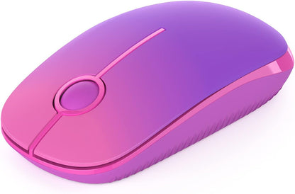 Wireless Mouse, 2.4G Slim Portable Computer Mouse with Nano Receiver Quiet Silent Optical Laptop Mouse for Notebook, PC, Laptop, Computer-White and Gold