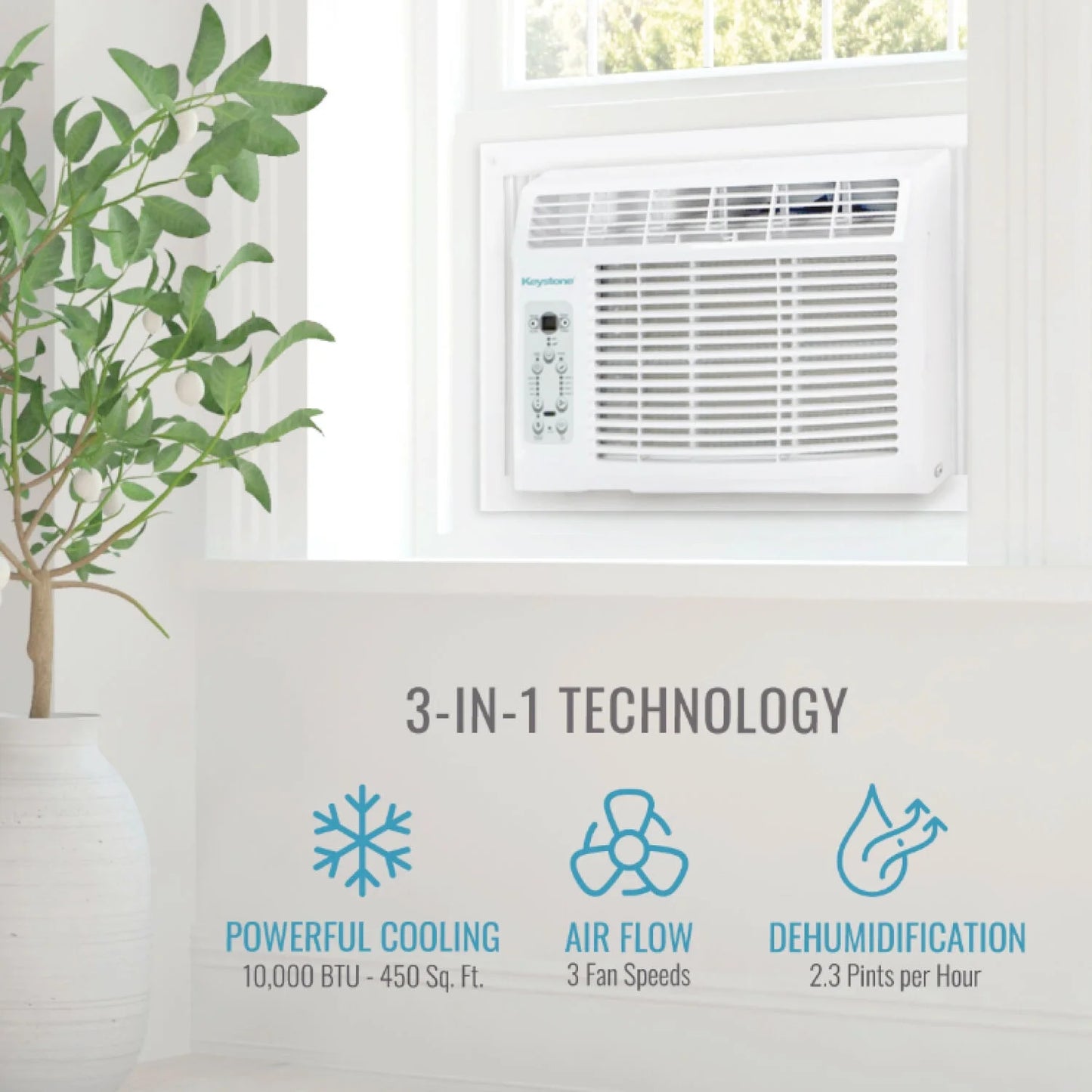 10,000 BTU 450 Sq Ft Window Air Conditioner with Remote Control, KSTAW10DE