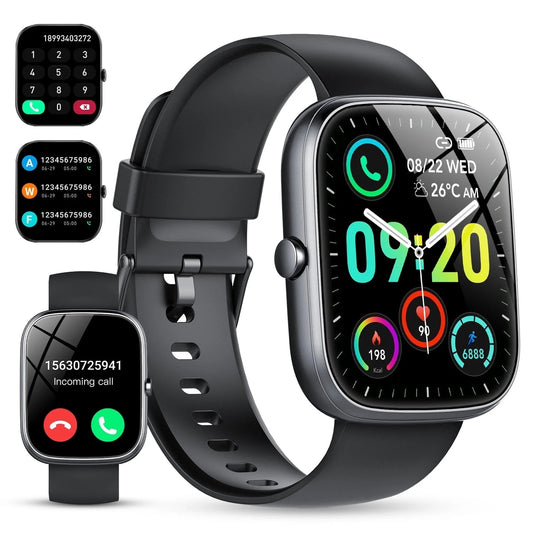 Smart Watch Fits for Android and Iphone, IP68 Waterproof Smartwatch for Women Men 100+ Sports Modes 1.91-Inch Fitness Tracker, Smart Watch with Bluetooth Call(Answer/Make Calls), for Gift Black