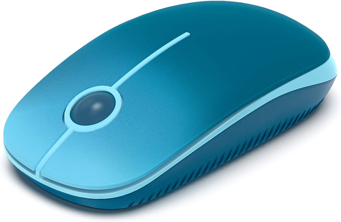 Wireless Mouse, 2.4G Slim Portable Computer Mouse with Nano Receiver Quiet Silent Optical Laptop Mouse for Notebook, PC, Laptop, Computer-White and Gold