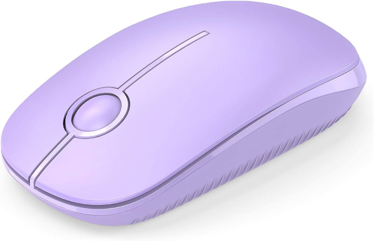 Wireless Mouse, 2.4G Slim Portable Computer Mouse with Nano Receiver Quiet Silent Optical Laptop Mouse for Notebook, PC, Laptop, Computer-White and Gold