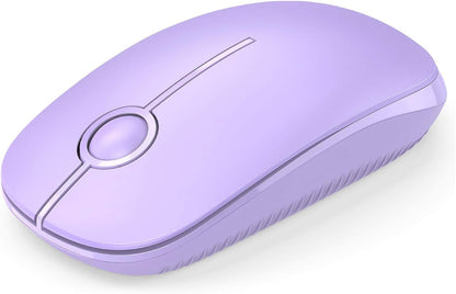 Wireless Mouse, 2.4G Slim Portable Computer Mouse with Nano Receiver Quiet Silent Optical Laptop Mouse for Notebook, PC, Laptop, Computer-White and Gold