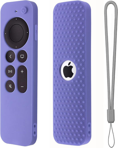Silicone Cover Compatible with Apple TV Siri Remote 3Rd 2023 Shockproof Protective Case for Apple TV 4K 2Nd 2021 Remote Sleeve with Lanyard(Black)