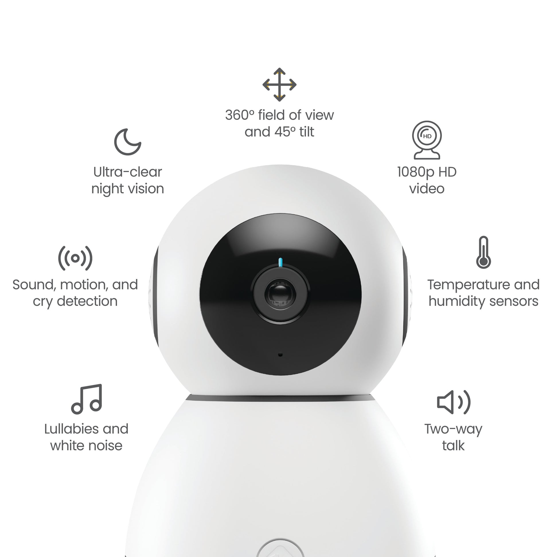 360° Smart Baby Monitor, Natural with White