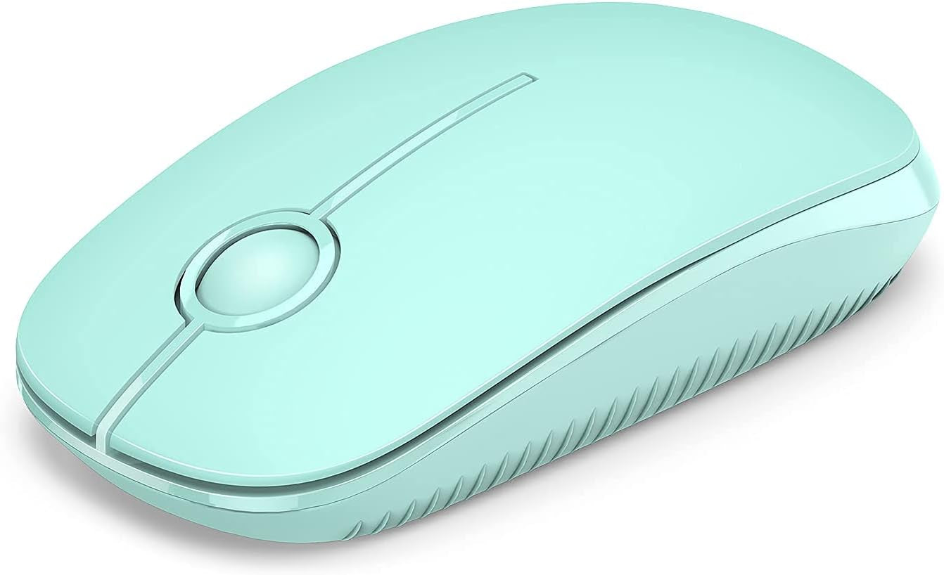 Wireless Mouse, 2.4G Slim Portable Computer Mouse with Nano Receiver Quiet Silent Optical Laptop Mouse for Notebook, PC, Laptop, Computer-White and Gold