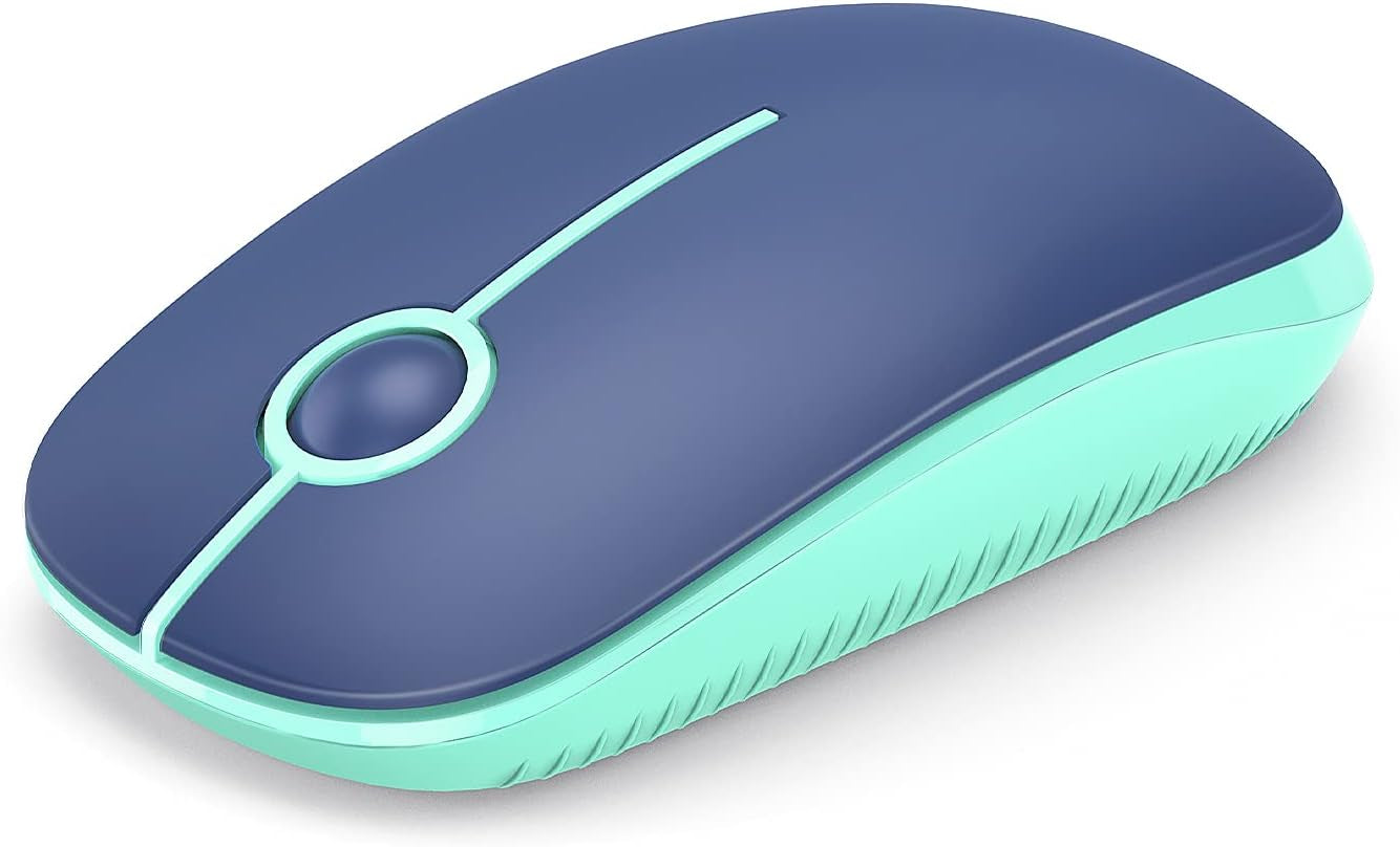 Wireless Mouse, 2.4G Slim Portable Computer Mouse with Nano Receiver Quiet Silent Optical Laptop Mouse for Notebook, PC, Laptop, Computer-White and Gold