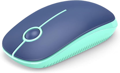 Wireless Mouse, 2.4G Slim Portable Computer Mouse with Nano Receiver Quiet Silent Optical Laptop Mouse for Notebook, PC, Laptop, Computer-White and Gold
