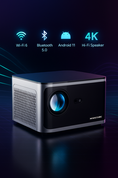 Magcubic Android 11 4K Smart Projector – 580 ANSI Full HD 1080P, 4K Decoding, WiFi6 & BT5.0, 150” Display