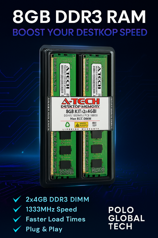 RAM 8GB Kit (2x4GB) DDR3 1333MHz PC3-10600 Desktop Memory – Non-ECC UDIMM, Plug & Play