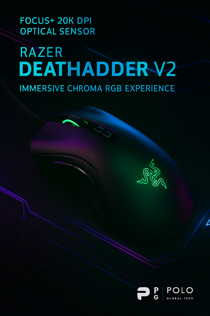 Razer DeathAdder V2 Gaming Mouse – Ultra-Precise 20K DPI Sensor, Optical Switches & Chroma RGB