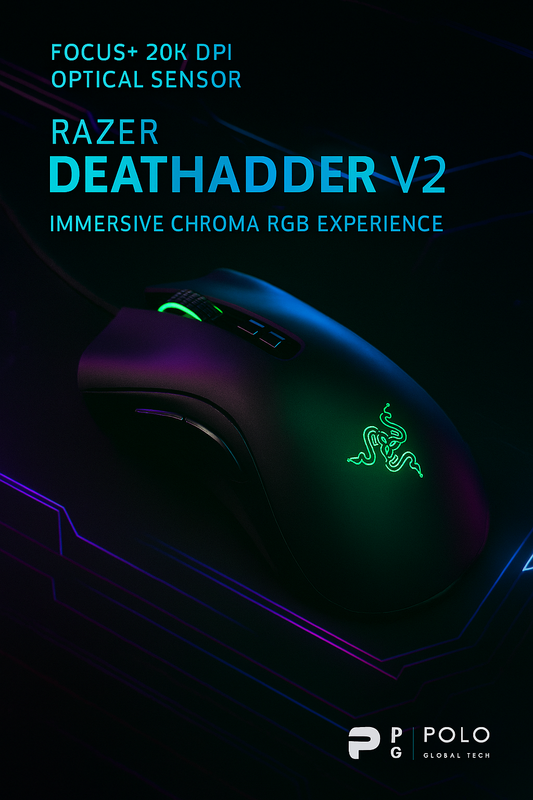 Razer DeathAdder V2 Gaming Mouse – Ultra-Precise 20K DPI Sensor, Optical Switches & Chroma RGB