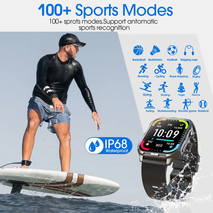 H5 Smart Watch | IP68 Waterproof, Bluetooth Calls, 100+ Sport Modes, 2.0” HD Touch Screen (iOS & Android)