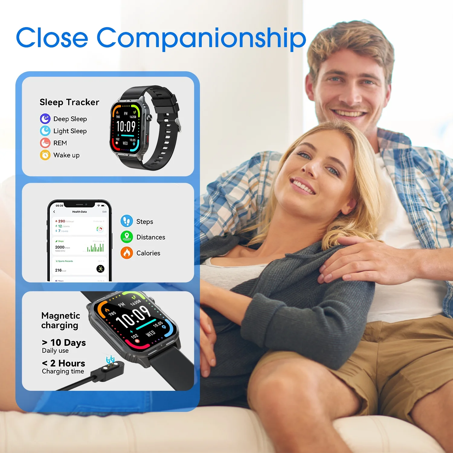 H5 Smart Watch | IP68 Waterproof, Bluetooth Calls, 100+ Sport Modes, 2.0” HD Touch Screen (iOS & Android)