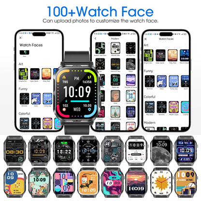 H5 Smart Watch | IP68 Waterproof, Bluetooth Calls, 100+ Sport Modes, 2.0” HD Touch Screen (iOS & Android)