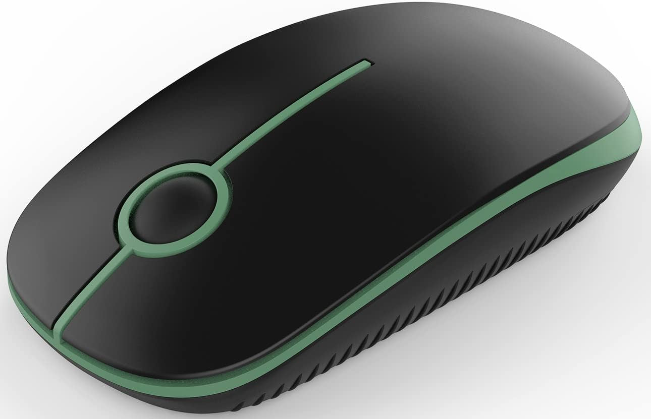 Wireless Mouse, 2.4G Slim Portable Computer Mouse with Nano Receiver Quiet Silent Optical Laptop Mouse for Notebook, PC, Laptop, Computer-White and Gold