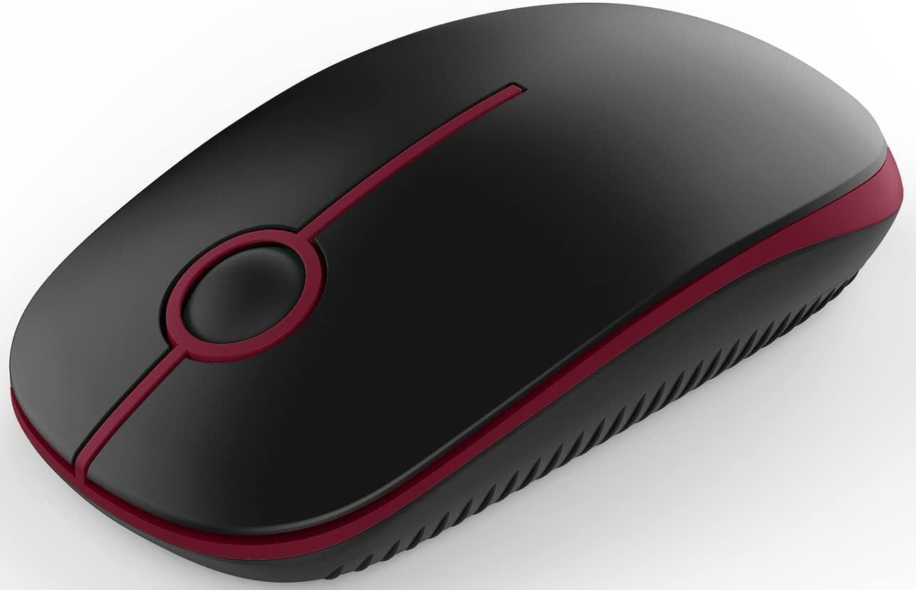 Wireless Mouse, 2.4G Slim Portable Computer Mouse with Nano Receiver Quiet Silent Optical Laptop Mouse for Notebook, PC, Laptop, Computer-White and Gold