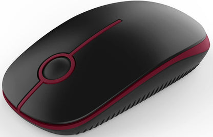 Wireless Mouse, 2.4G Slim Portable Computer Mouse with Nano Receiver Quiet Silent Optical Laptop Mouse for Notebook, PC, Laptop, Computer-White and Gold