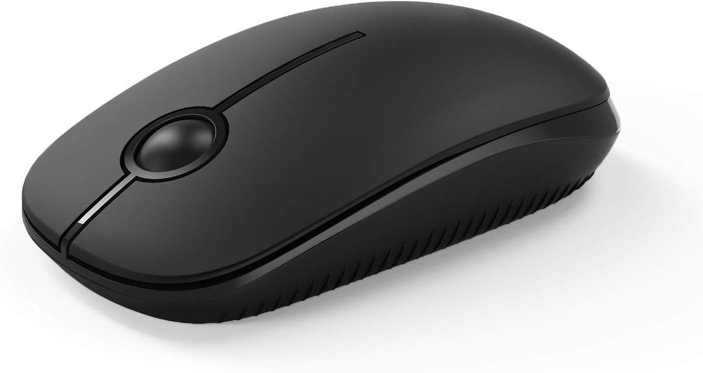 Wireless Mouse, 2.4G Slim Portable Computer Mouse with Nano Receiver Quiet Silent Optical Laptop Mouse for Notebook, PC, Laptop, Computer-White and Gold