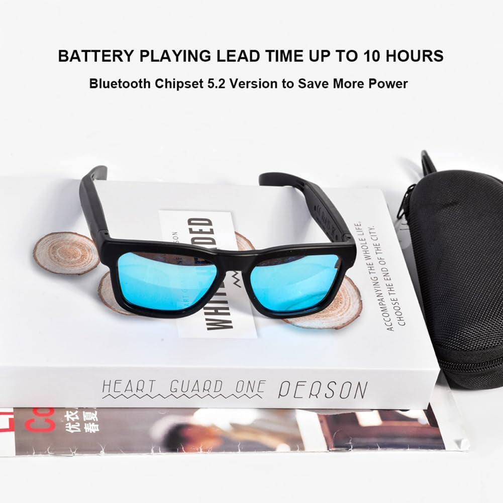 Oho Smart Glasses,Polarized Sunglasses with Bluetooth Speaker,Athletic/Outdoor UV Protection and Voice Control,Unisex(Mirror Blue Lens)