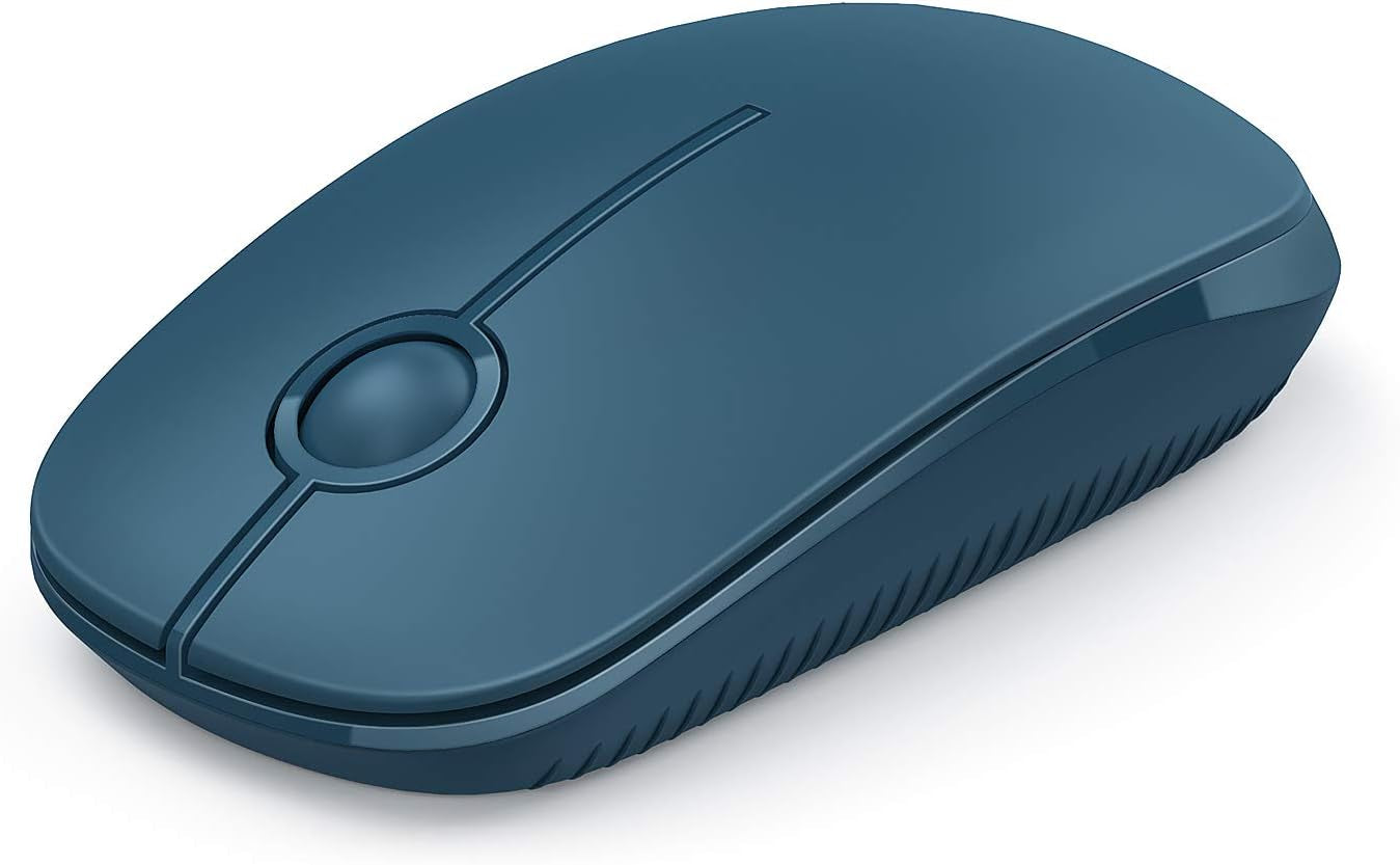 Wireless Mouse, 2.4G Slim Portable Computer Mouse with Nano Receiver Quiet Silent Optical Laptop Mouse for Notebook, PC, Laptop, Computer-White and Gold