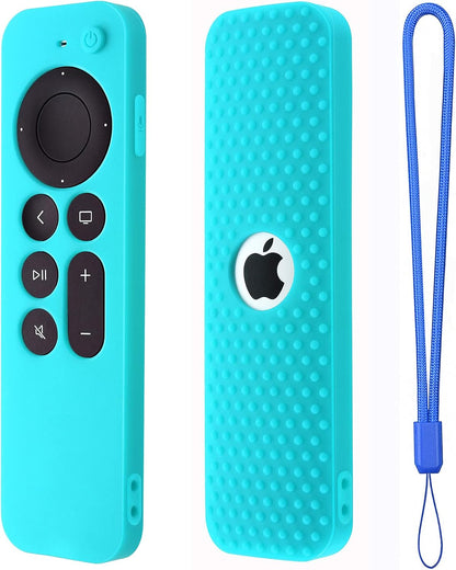 Silicone Cover Compatible with Apple TV Siri Remote 3Rd 2023 Shockproof Protective Case for Apple TV 4K 2Nd 2021 Remote Sleeve with Lanyard(Black)