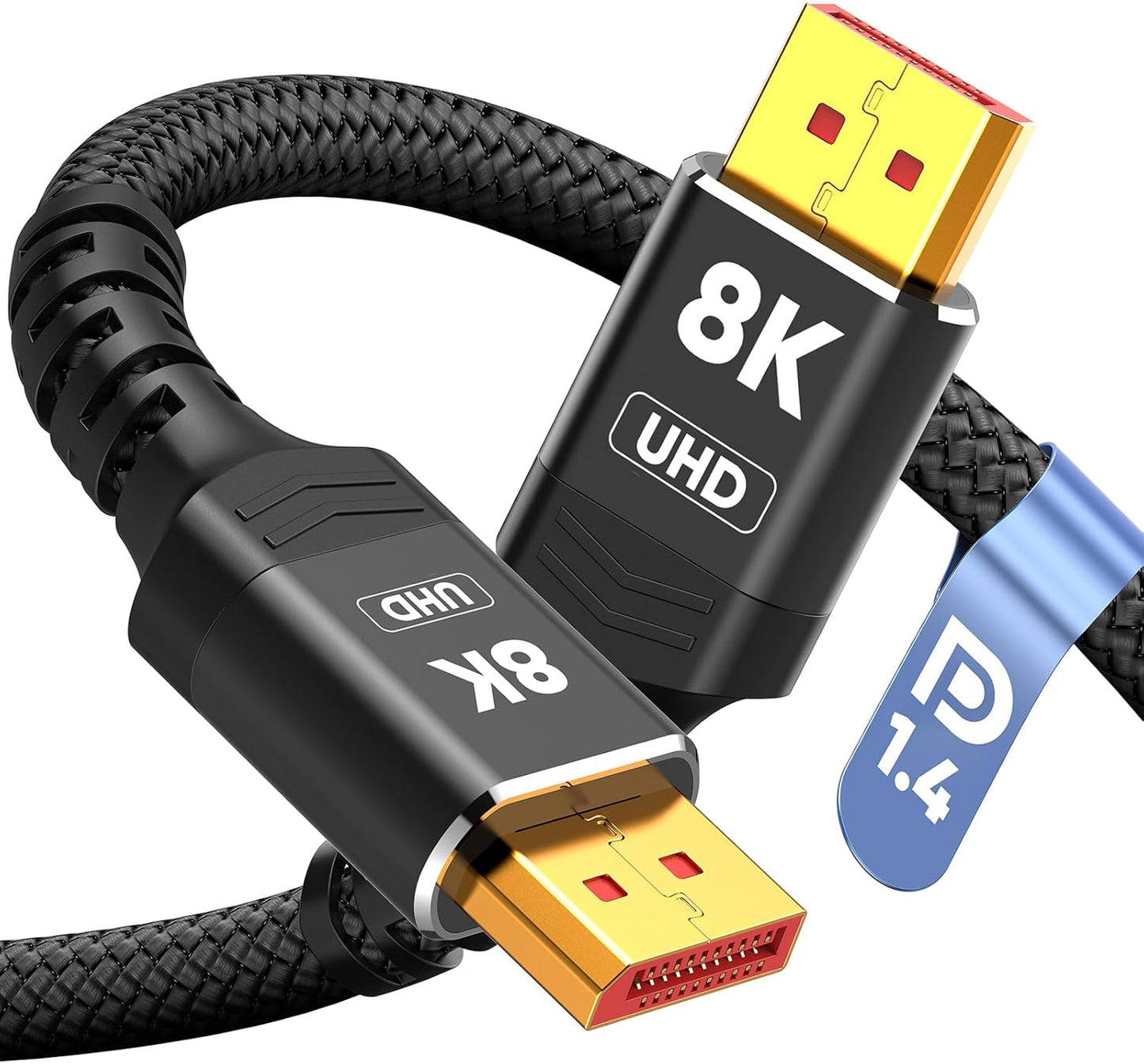8K 4K Displayport Cable 1.4, 6.6FT DP Cord (VESA Certified, 8K@60Hz, 4K@144Hz, 2K@240Hz/165Hz), 32.4Gbps High Speed Display Port Cable for Gaming Monitor, Hdr/Freesync/G-Sync, Braided, Grey