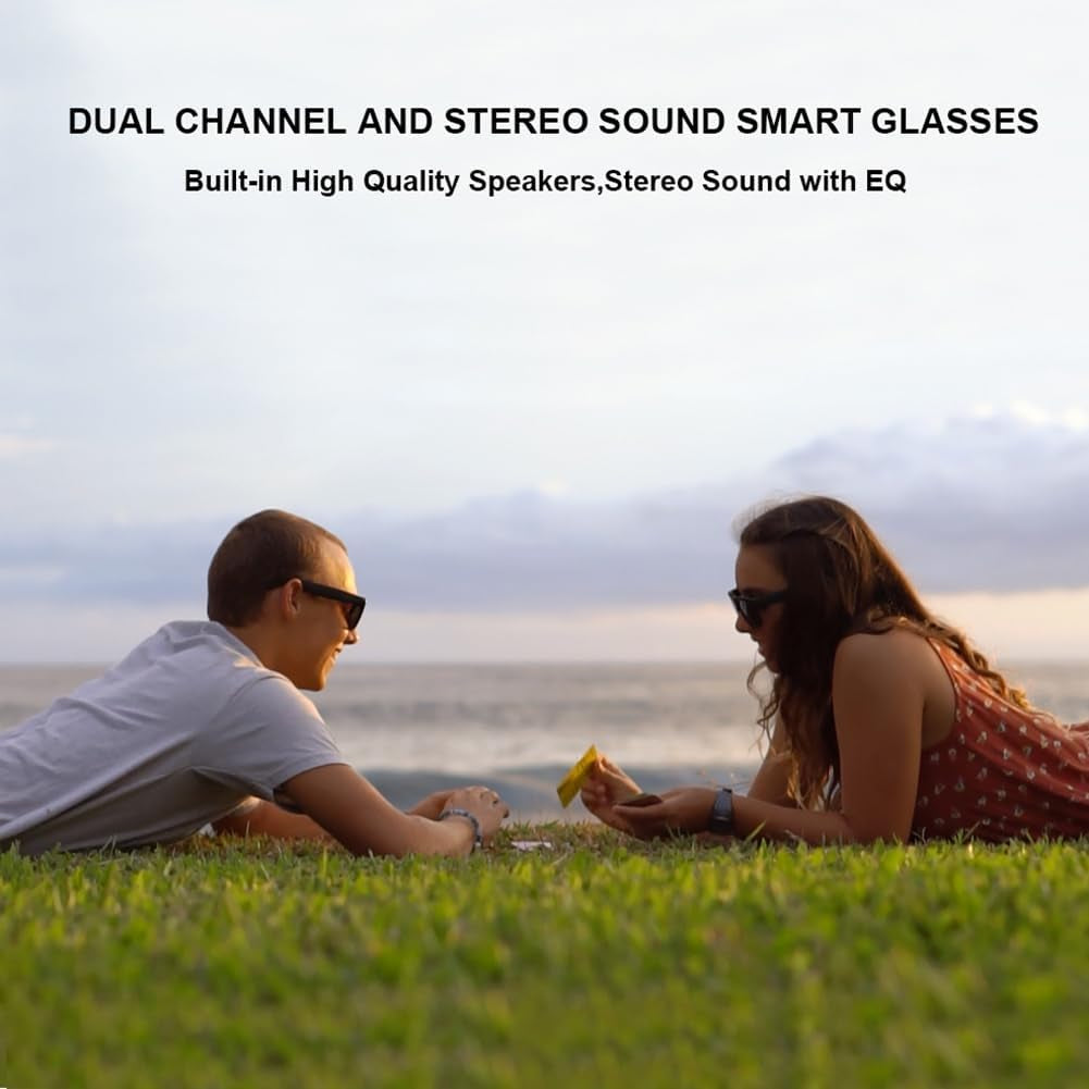 Oho Smart Glasses,Polarized Sunglasses with Bluetooth Speaker,Athletic/Outdoor UV Protection and Voice Control,Unisex(Mirror Blue Lens)
