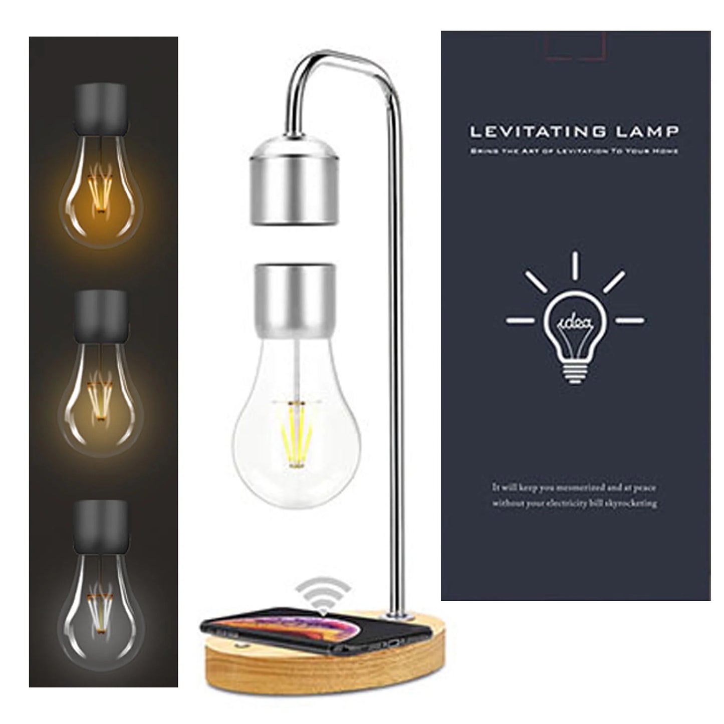 Modern Magnetic Levitating Lamp with Floating Light and Wireless Charger, Simplistic Innovative Warm Decorative Night Light, Cool Floating Lamps for Office and Home Decor