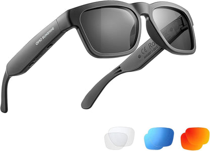 Oho Smart Glasses,Polarized Sunglasses with Bluetooth Speaker,Athletic/Outdoor UV Protection and Voice Control,Unisex(Mirror Blue Lens)