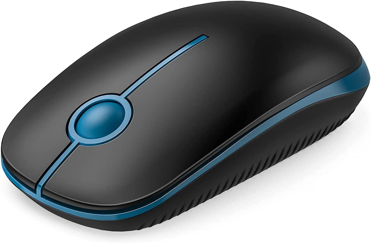 Wireless Mouse, 2.4G Slim Portable Computer Mouse with Nano Receiver Quiet Silent Optical Laptop Mouse for Notebook, PC, Laptop, Computer-White and Gold