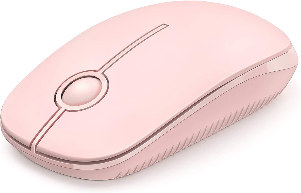 Wireless Mouse, 2.4G Slim Portable Computer Mouse with Nano Receiver Quiet Silent Optical Laptop Mouse for Notebook, PC, Laptop, Computer-White and Gold