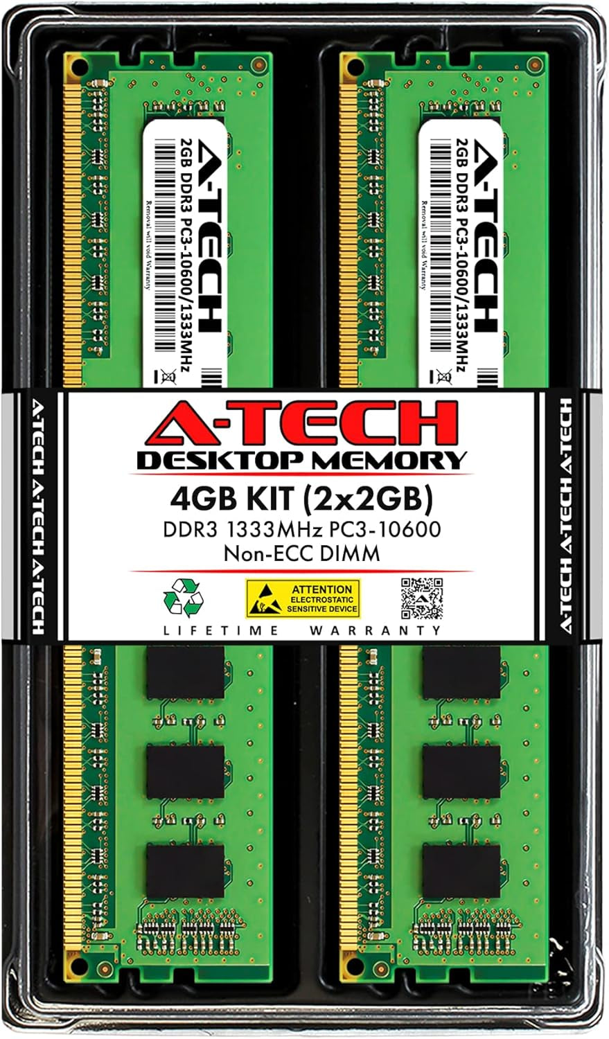 RAM 8GB Kit (2X4Gb) DDR3 1333 Mhz PC3-10600 DIMM - Desktop Computer Memory - CL9 240-Pin UDIMM Non-Ecc Unbuffered Upgrade Modules