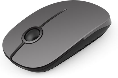 Wireless Mouse, 2.4G Slim Portable Computer Mouse with Nano Receiver Quiet Silent Optical Laptop Mouse for Notebook, PC, Laptop, Computer-White and Gold
